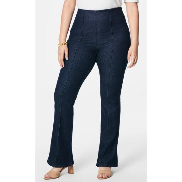 SPANX Shape Micro Flare Jeans Size 1X x 29" Dark Indigo Pullon High Waist - Picture 1 of 10